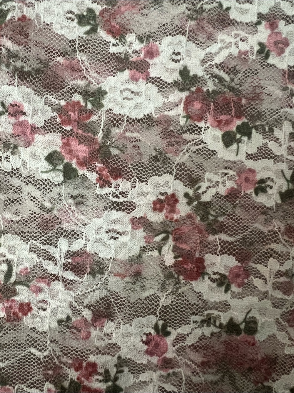 Asymmetric Floral Lace Long-Sleeve Tunic - Pink/White - Picture 2 of 6